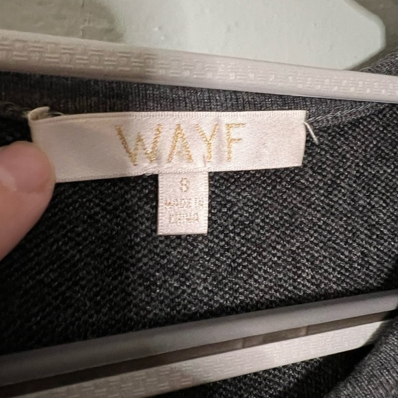 WAYF balloon sleeve grey knit sweater dress Bodycon‎ flattering mature - Picture 2 of 6